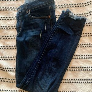 Curvy ankle skinny jeans with distress by Loft